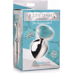 XR Brands Booty Sparks Heart Medium Πρωκτική Σφήνα Diamond Plug Ασημί Μπλε