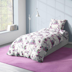 Dimcol Princess 389 Παιδική Παπλωματοθήκη Μονή 160x240 Λευκή Μωβ