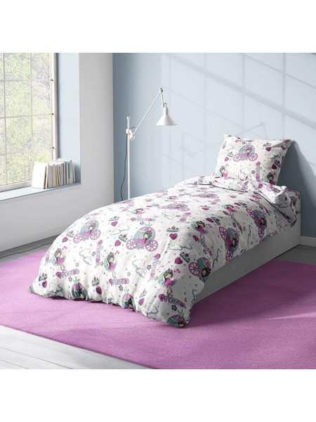 Dimcol Princess 389 Παιδική Παπλωματοθήκη Μονή 160x240 Λευκή Μωβ