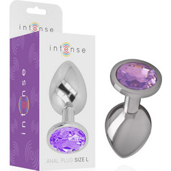 Intense Metal Aluminum Small Πρωκτική Σφήνα Diamond Plug 7cm Ασημί Μωβ D-234365