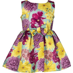 M&B Παιδικό Φόρεμα Floral Κίτρινο Μωβ 2324