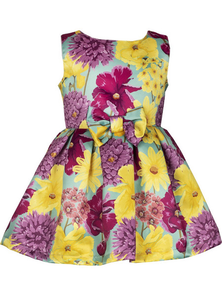 M&B Παιδικό Φόρεμα Floral Κίτρινο Μωβ 2324
