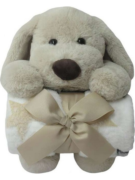 FreeON Κουβέρτα Αγκαλιάς Fleece με Λούτρινο Puppy 75x90 Μπεζ