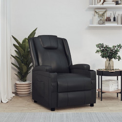vidaXL Πολυθρόνα Relax με Υποπόδιο Ανακλινόμενη Δερματίνη Μαύρη 340959