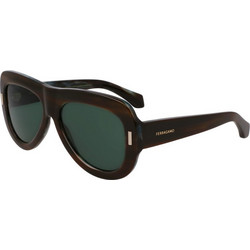 Salvatore Ferragamo SF2029SE-221 Ανδρικά Γυαλιά Ηλίου Aviator Κοκάλινα Μαύρα με Πράσινο Φακό