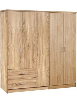 HomeMarkt Πεντάφυλλη Ντουλάπα Ρούχων Caesar Sonoma 150x42.5x181cm HM21234.02
