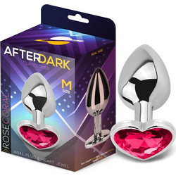 LateToBed Afterdark Heart Medium Πρωκτική Σφήνα Diamond Plug 8cm Ασημί Ροζ AD-246