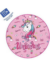 Unicorn Παιδική Στρογγυλή Πετσέτα Θαλάσσης Ροζ 120cm 1221347
