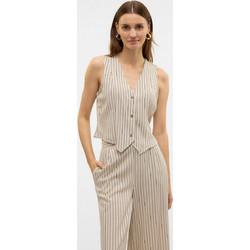 Vero Moda Γυναικεία Ζακέτα Γιλέκο Κοντή με Κουμπιά Εκρού 10321606