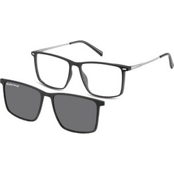 Sunoptic TRC-196 Ανδρικός Σκελετός Γυαλιών Οράσεως με Clip-On Μεταλλικός Ασημί Μαύρος