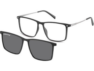 Sunoptic TRC-196 Ανδρικός Σκελετός Γυαλιών Οράσεως με Clip-On Μεταλλικός Ασημί Μαύρος