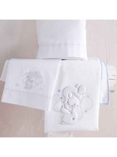 Rythmos Hug Me Κουβέρτα Κούνιας Πικέ 120x150 Γαλάζια