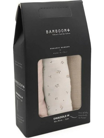 Bamboom Tulips Πάνες Αγκαλιάς από Μουσελίνα Ροζ Χρυσές Μπεζ 70x70cm 3τμχ 930-204