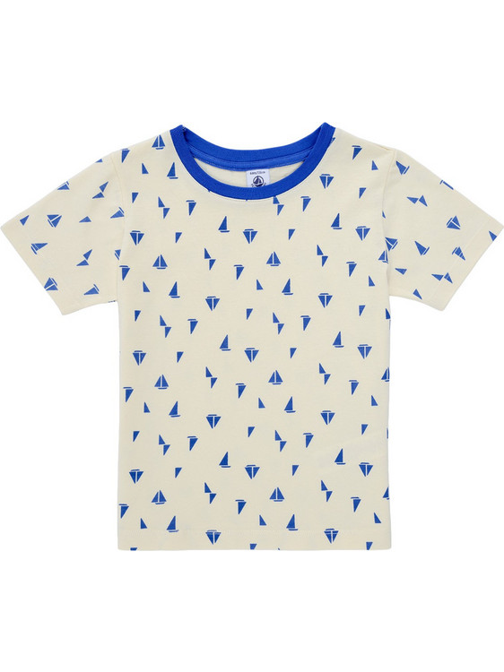 Petit Indi Παιδικό T-Shirt Κοντομάνικο Μπεζ Royal Blue A0CYT-01