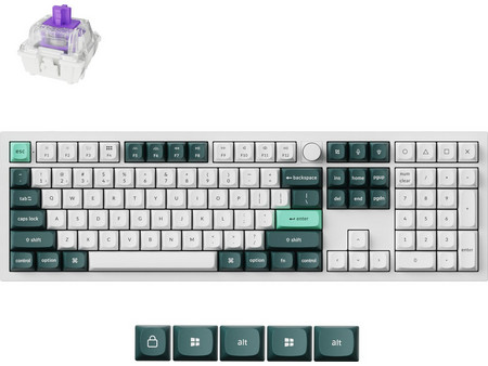 Keychron Q6 HE QMK Ασύρματο Μηχανικό Gaming Πληκτρολόγιο με Gateron Double-Rail Magnetic Nebula Διακόπτες RGB White