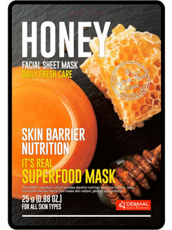 Dermal It's Real Superfood Honey Sheet Μάσκα Προσώπου για Ενυδάτωση & Λάμψη με Μέλι 25gr
