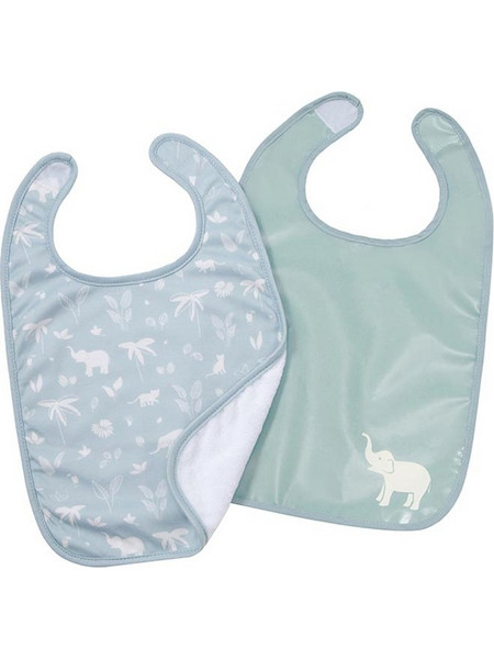 Baby To Love Tropic Σετ Αδιάβροχες Σαλιάρες από 100% Βαμβάκι με Αυτοκόλλητο 6m+ Πράσινο Mint Γαλάζια 2τμχ