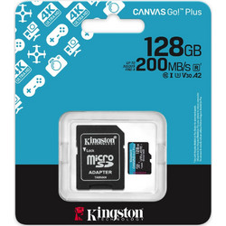 Kingston Canvas Go Plus Gen4 microSDXC 128GB Class 10 U3 V30 UHS-I A2 200MB/s + Adapter