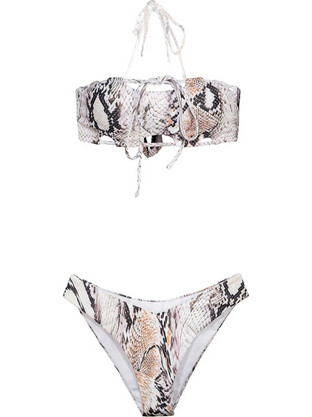 Solano Bikini Set Strapless Animal Print Μπεζ 1594/3590