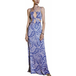 Lace Maxi Καλοκαιρινό Φόρεμα για Γάμο / Βάπτιση Μεταξωτό Μπλε M-8258