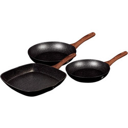 Berlinger Haus Ebony Rosewood Collection Σετ Τηγάνια Αλουμινίου με Αντικολλητική Επίστρωση Μαρμάρου 3τμχ BH-7101