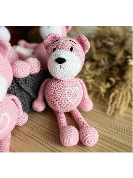 Χειροποίητο Αρκουδάκι Ροζ 30cm BEAR-003