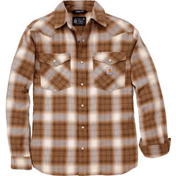 Carhartt Ανδρικό Πουκάμισο Βαμβακερό Καρό Μακρυμάνικο Κανονική Γραμμή Καφέ 107016-BRN