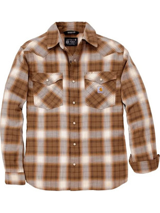 Carhartt Ανδρικό Πουκάμισο Βαμβακερό Καρό Μακρυμάνικο Κανονική Γραμμή Καφέ 107016-BRN