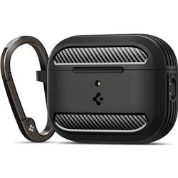 Spigen Rugged Armor Θήκη TPU με Γάντζο για Apple AirPods Pro 3 Matte Μαύρη