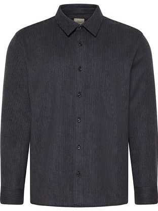 Calvin Klein Ανδρικό Πουκάμισο Κοτλέ Μακρυμάνικο Κανονική Γραμμή Μαύρο LV04LD114G-WD7
