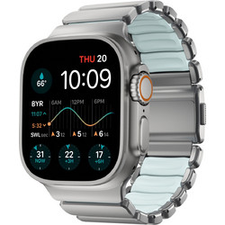 Nomad Stratos Titanium FKM Λουράκι Μεταλλικό Icy Blue Glow (Apple Watch 42 / 44 / 45 / 46 / 49mm)