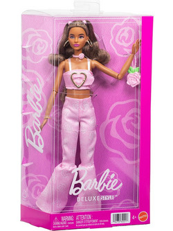 Mattel Barbie Deluxe with Pink Denim Crop Top & Flare Jeans Brunette