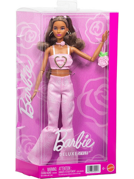 Mattel Barbie Deluxe with Pink Denim Crop Top & Flare Jeans Brunette