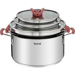 Tefal Opti'space Σετ Μαγειρικά Σκεύη από Ανοξείδωτο Ατσάλι 3τμχ 3168430304482