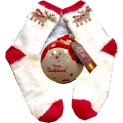 Ider Fleece Γυναικείες Κάλτσες Κοντές Αντιολισθητικές Λευκές με Σχέδια 2519252-7