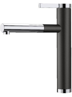 Blanco Linee-S 526171 Μπαταρία Κουζίνας Πάγκου Διπλής Παροχής Ανάμεικτη με Ντουζ Μαύρη