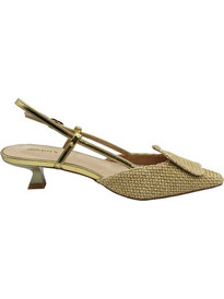 Adam's Γόβες Slingback Δερμάτινες με Λεπτό Χαμηλό Τακούνι Χρυσές 1-848-25010-27
