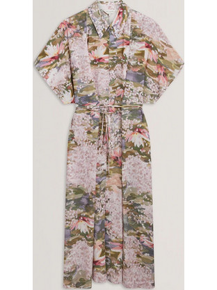 Ted Baker Midi Καλοκαιρινό Καθημερινό Φόρεμα Εκρού 283521