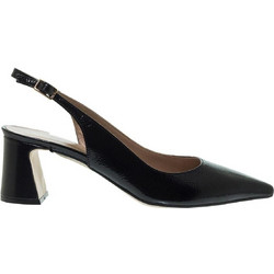 Mourtzi Γόβες Slingback Λουστρίνι με Χοντρό Χαμηλό Τακούνι Μαύρες 55-561Z05