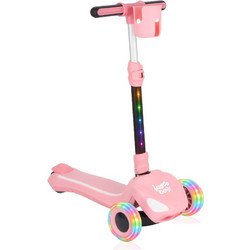 Kiddoboo E-Scooter Αναδιπλούμενο Παιδικό Πατίνι Τρίτροχο με Φωτάκια Ροζ