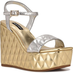 Nine West Καλοκαιρινές Γυναικείες Πλατφόρμες Ψηλές Χρυσές Ασημί NILA3