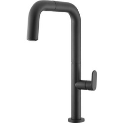 Armando Vicario Eva 214-400746-400 Μπαταρία Κουζίνας Πάγκου Διπλής Παροχής Ανάμεικτη με Ντουζ Μαύρη