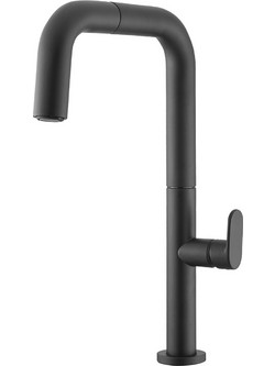 Armando Vicario Eva 214-400746-400 Μπαταρία Κουζίνας Πάγκου Διπλής Παροχής Ανάμεικτη με Ντουζ Μαύρη
