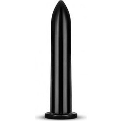 All Black Glossy Classic Dildo με Βεντούζα 19cm Μαύρο