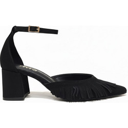 Iris Dakota Γόβες Suede με Χοντρό Χαμηλό Τακούνι & Λουράκι Μαύρες