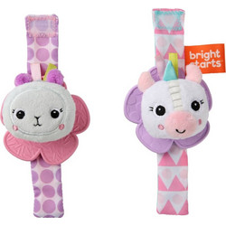 Bright Starts Unicorn & Lama Σετ Υφασμάτινες Κουδουνίστρες Βραχιόλια για Νεογέννητα