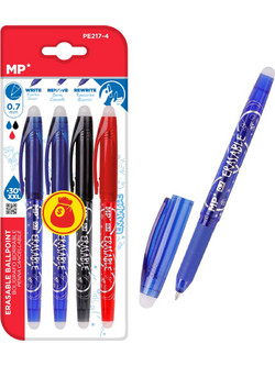 MP Σετ Στυλό Gel που Σβήνει 7mm Πολύχρωμο 4τμχ PE217-4