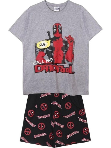 Cerda Deadpool Παιδική Πιτζάμα Βαμβακερή Καλοκαιρινή Γκρι Μαύρη 2200008899