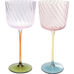 Kare Design Σετ Ποτήρια Κρασιού Γυάλινα Κολωνάτα Twist 420ml 2τμχ