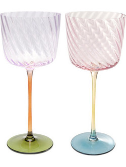 Kare Design Σετ Ποτήρια Κρασιού Γυάλινα Κολωνάτα Twist 420ml 2τμχ